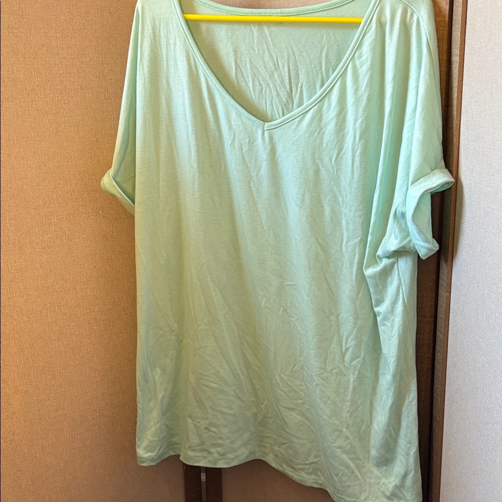 FINAL MARKDOWN Mint Green V-Neck Women's Top XXL